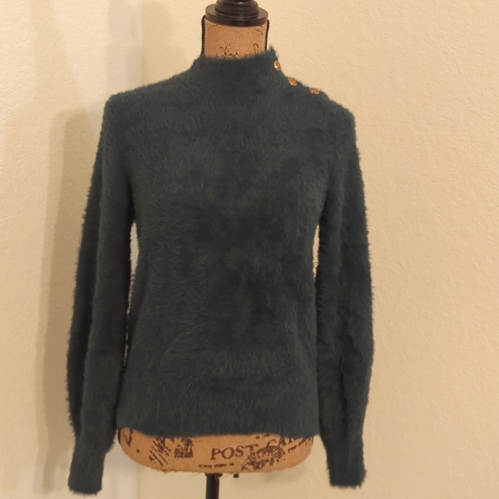 Fuzzy teal Banana Republic sweater